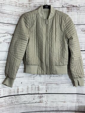 lululemon jacket womens Sz 2 none stop reversible Zip Up Cotton Bomber Raw linen
